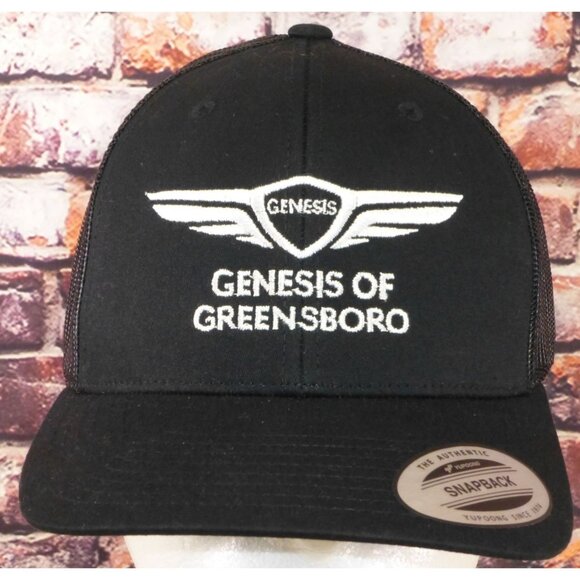 Genesis Of Greensboro Black Snapback Trucker Hat By Yupoong 65% Polyester 35% Co - Picture 1 of 6